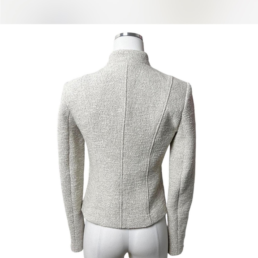 Theary Macha Cl Madison tweed melange zip moto blazer jacket cream size M - Picture 4 of 8